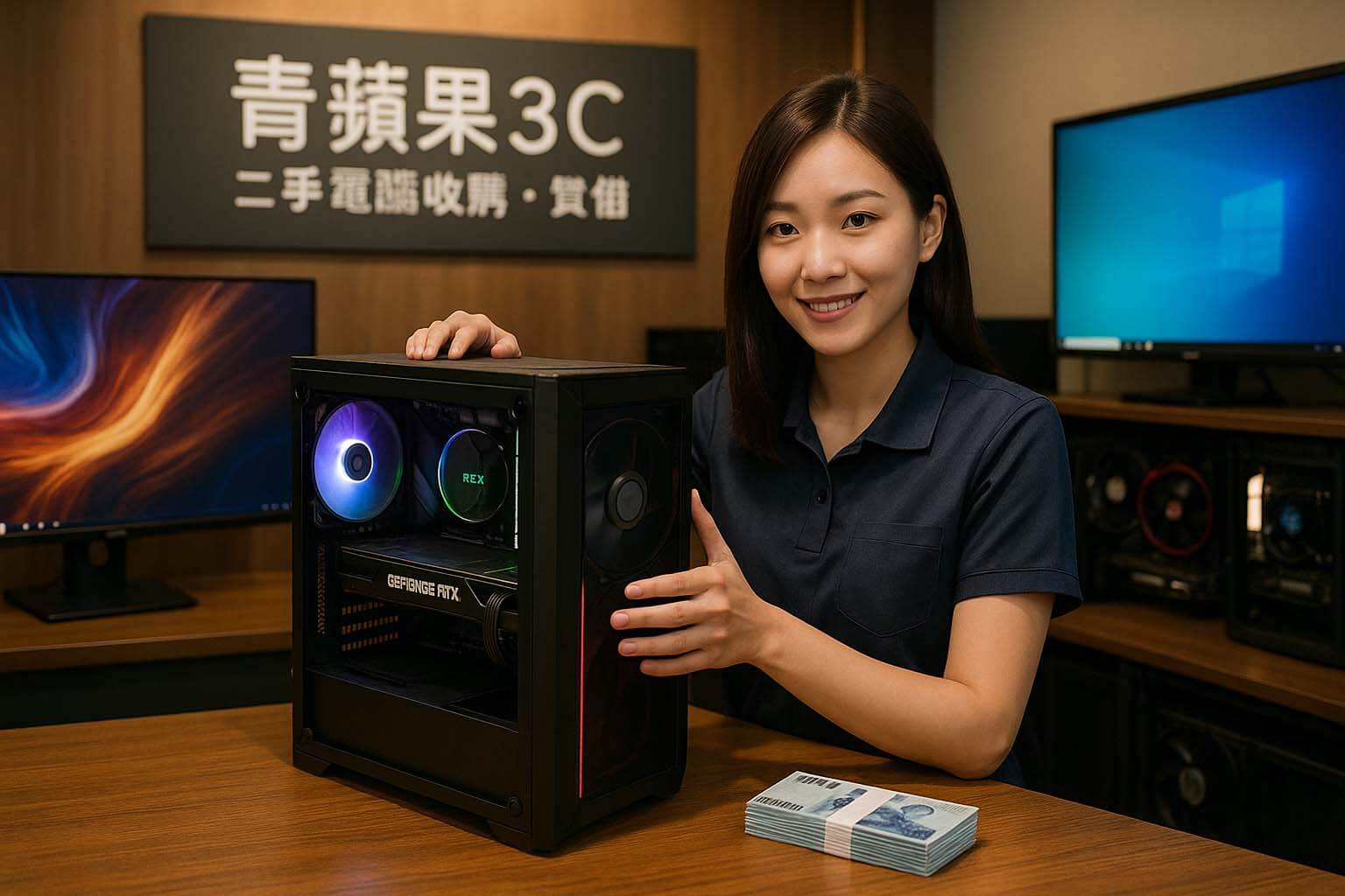 青蘋果3C 女店員現場估價｜二手電腦收購・質借